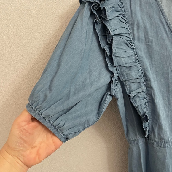 Sam Edelman Ophelia Ruffle Blue Midi Wrap Dress Size Medium NEW WITH TAGS - Picture 14 of 16